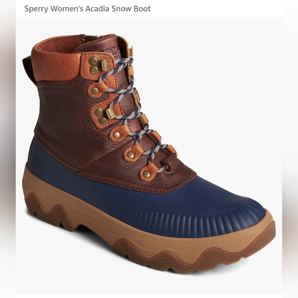 Sperry ACADIALeather Winter Boot Blue Brown Size $130 MSRP 🔥